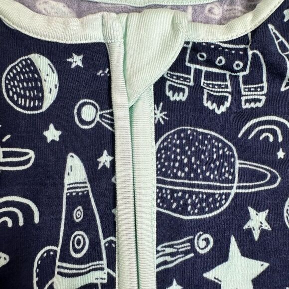 NWT Ruggedbutts Toddler Bamboo Blue Space Graphic Romper Footie Pajamas - 12-18M - Picture 9 of 12